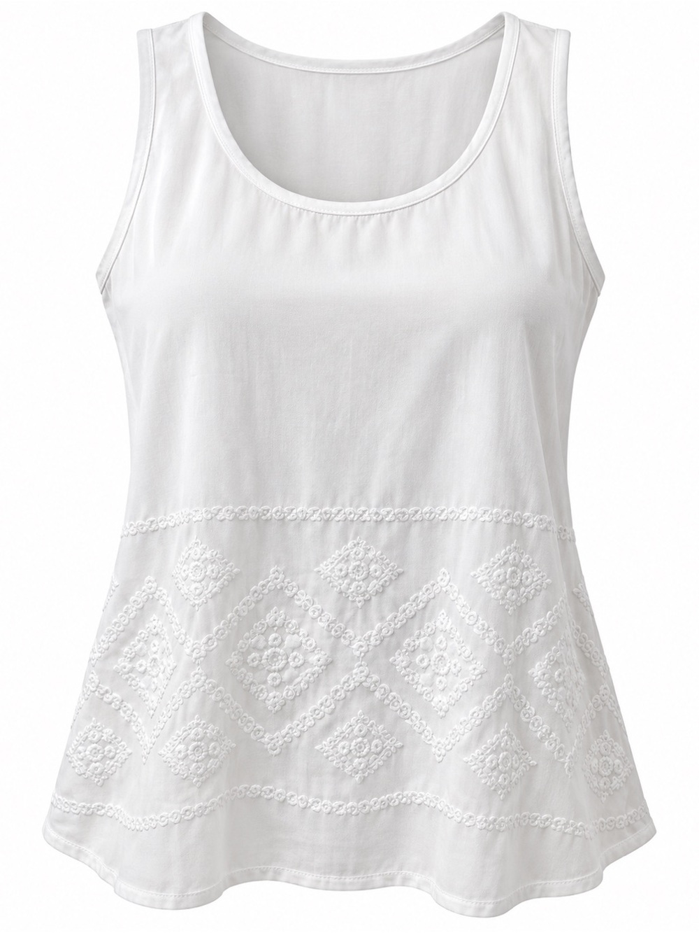 Smart Set White Embroidered Boho Tank Top Small